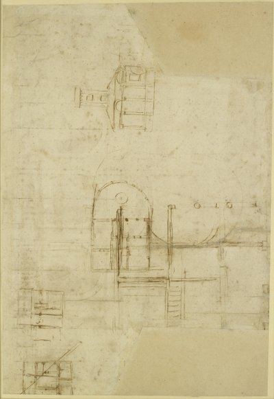 Verso：大まかにスケッチされたさまざまな平面図、WA1846.215 作： Raffaello Sanzio Raphael